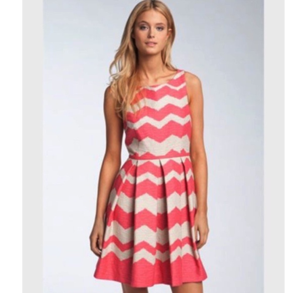 Taylor Pink Chevron Fit Flare Dress